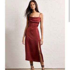 NWT Corset Cowl Neck Satin Slip Dress